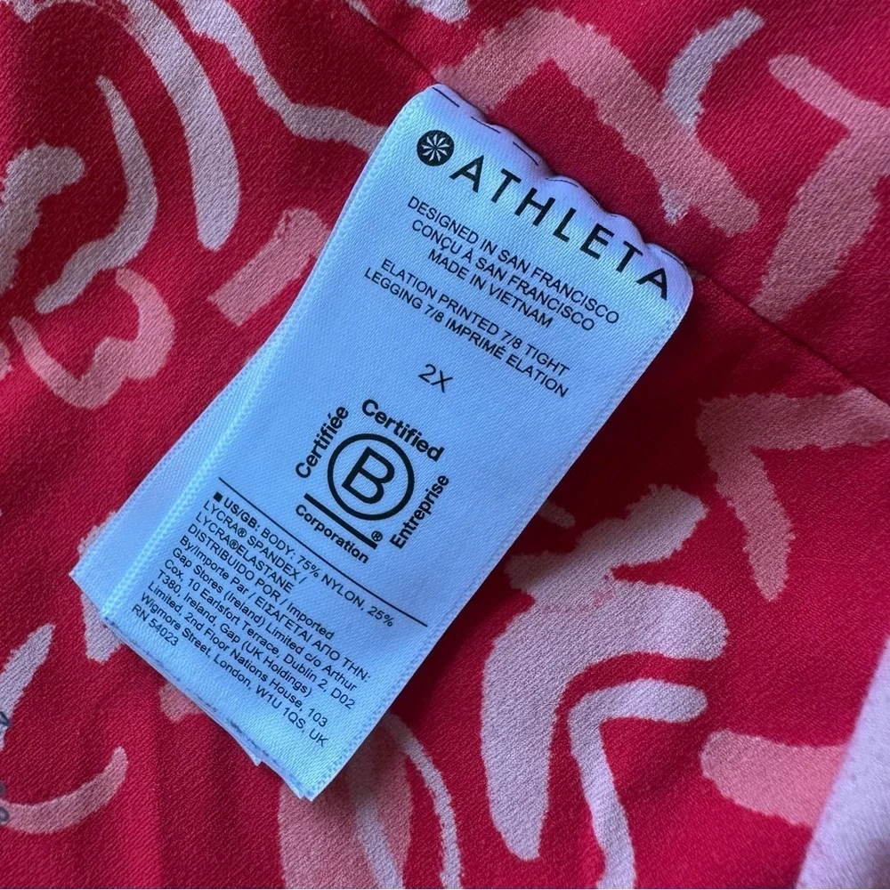 Athleta Leggings Red Pink Plus Size 2X Elation Printed Abstract Floral
